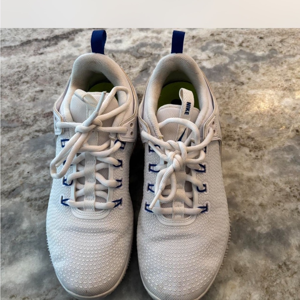 Nike Men's White Sneakers with Blue Accents